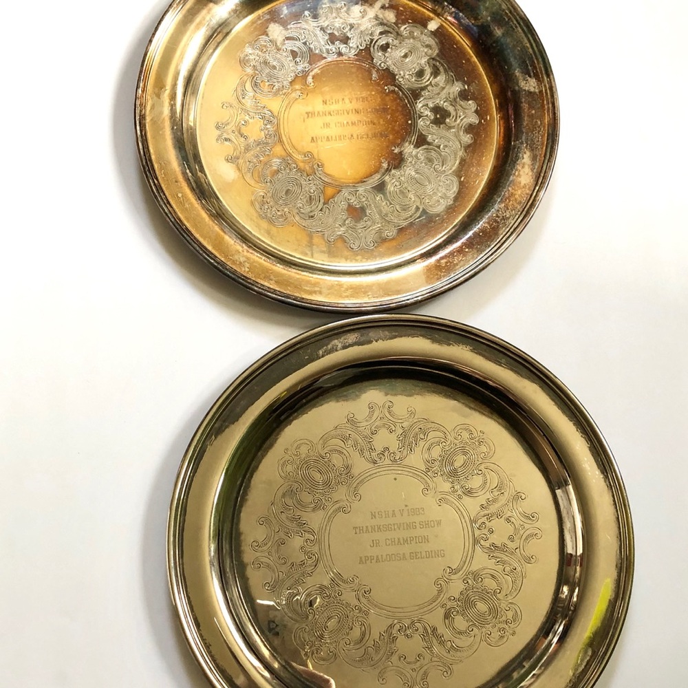 Vintage Silver plated plates engraved lot of two - Picture 2 of 8